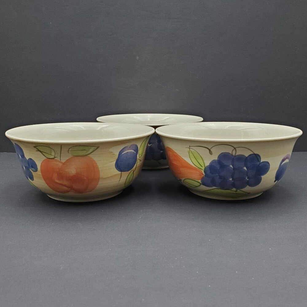 Royal Norfolk RNF45 Soup Cereal Bowls Fruit Peach Grapes Pear Plum Pattern